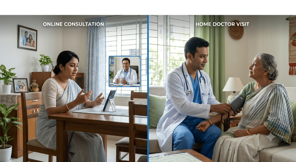 Online doctor consultation and home doctor visit service in Dhaka for safe medical care at home